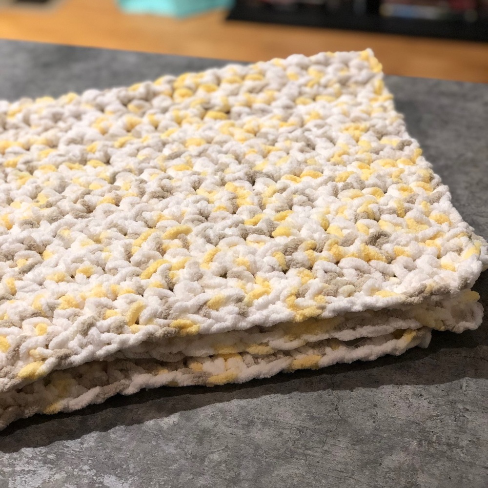 Handmade crocheted baby blanket.